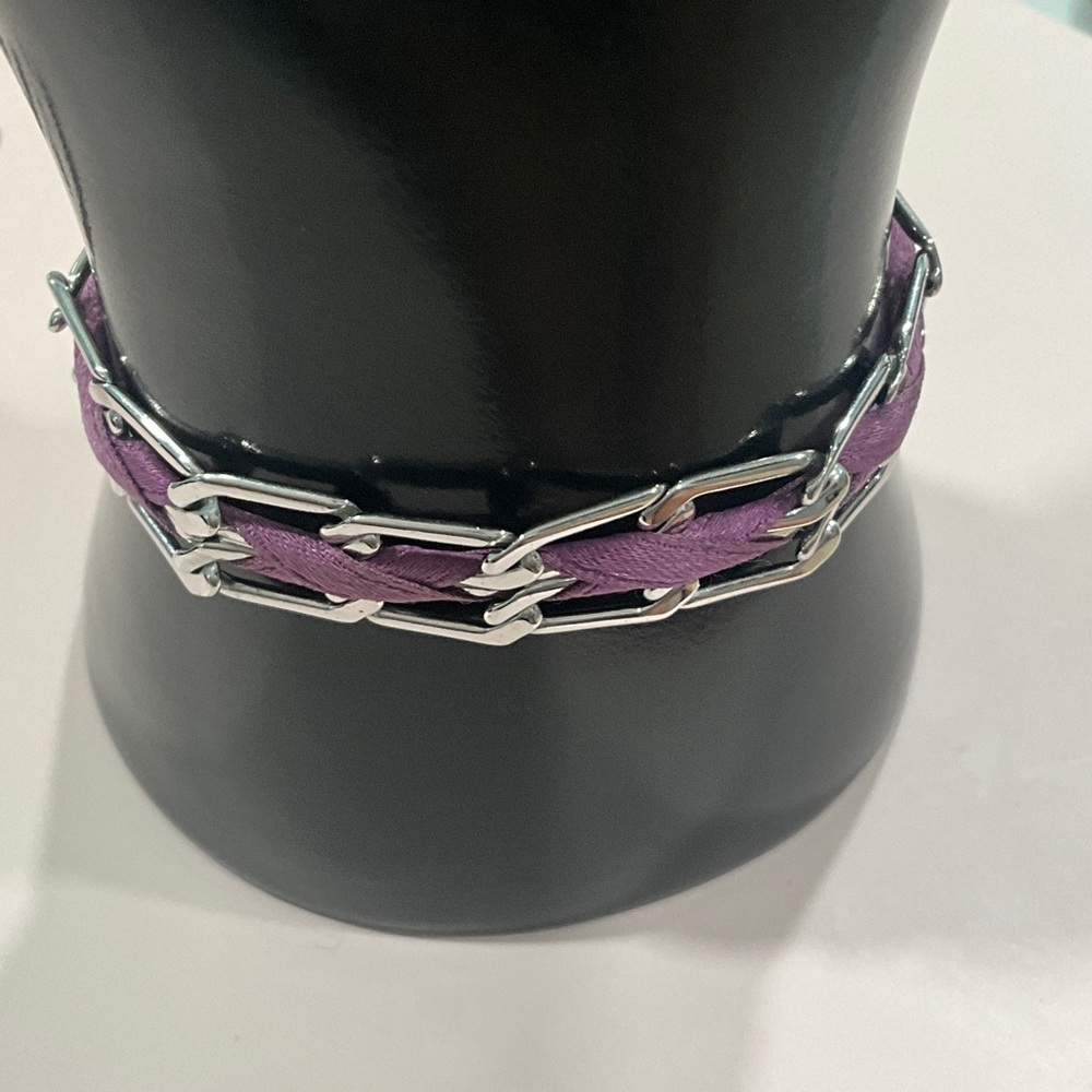 Dior Silver and Purple Magnetic Chain Bracelet - Picture 2 of 7